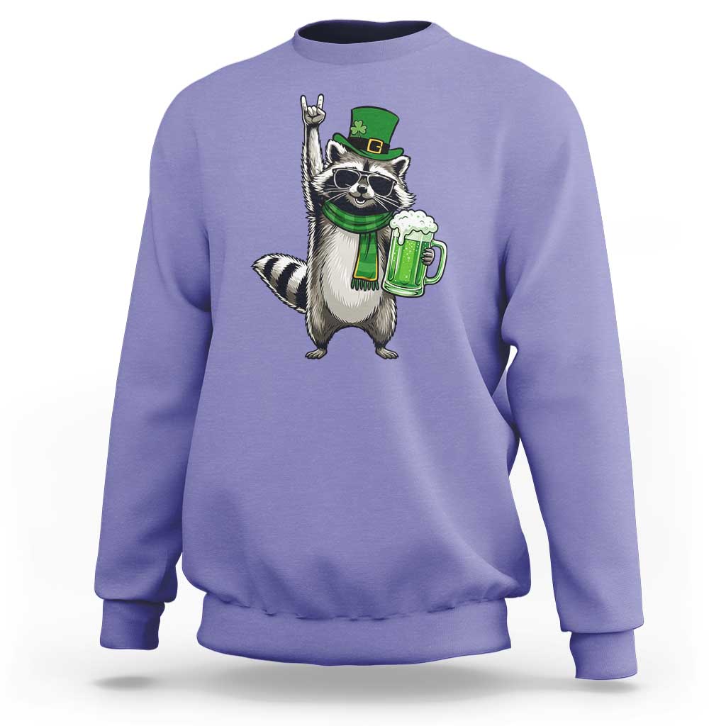 Funny Raccoon Rock On Sweatshirt St Patricks Day Gift
