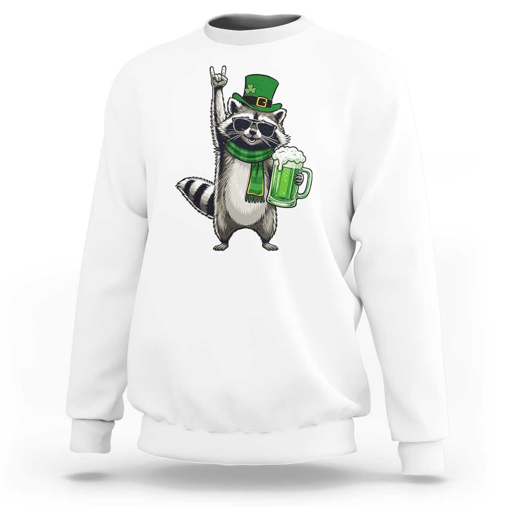 Funny Raccoon Rock On Sweatshirt St Patricks Day Gift