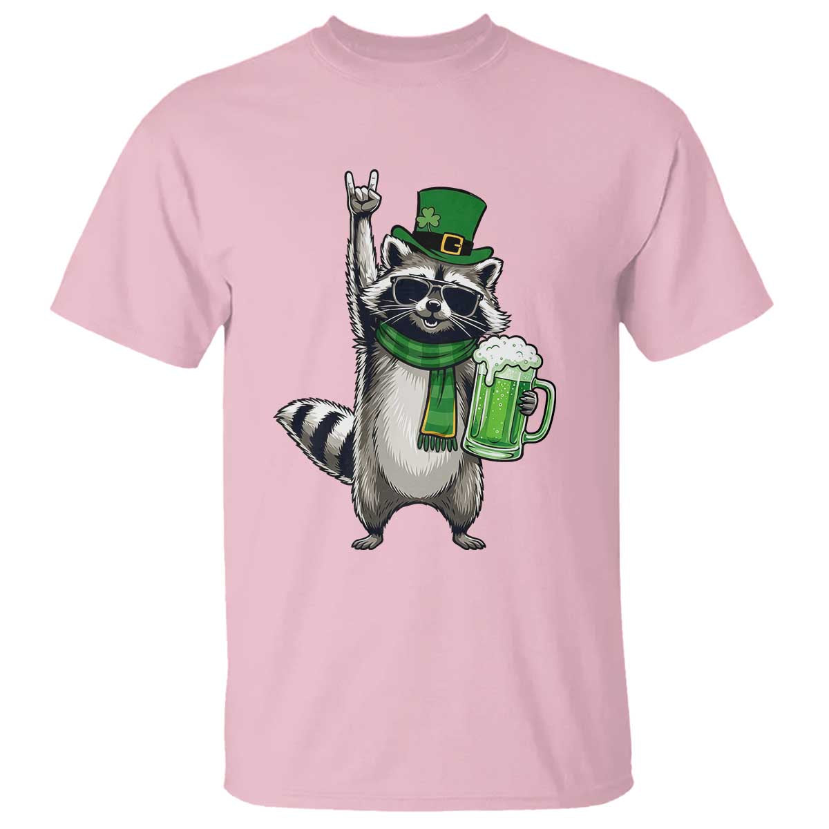 Funny Raccoon Rock On T Shirt St Patricks Day Gift