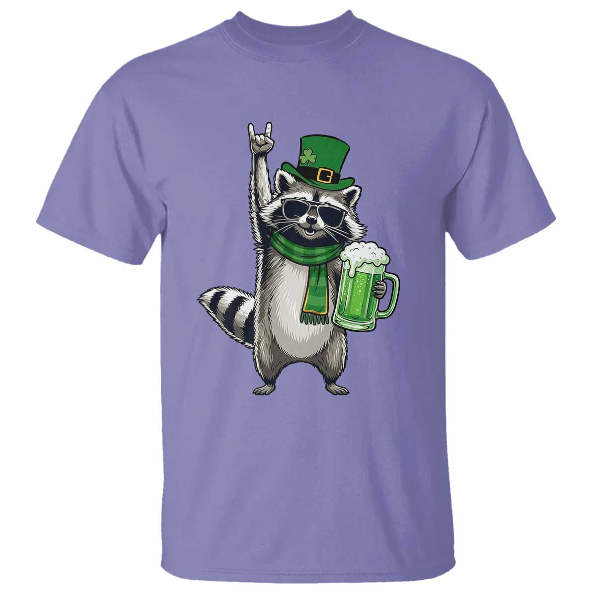 Funny Raccoon Rock On T Shirt St Patricks Day Gift