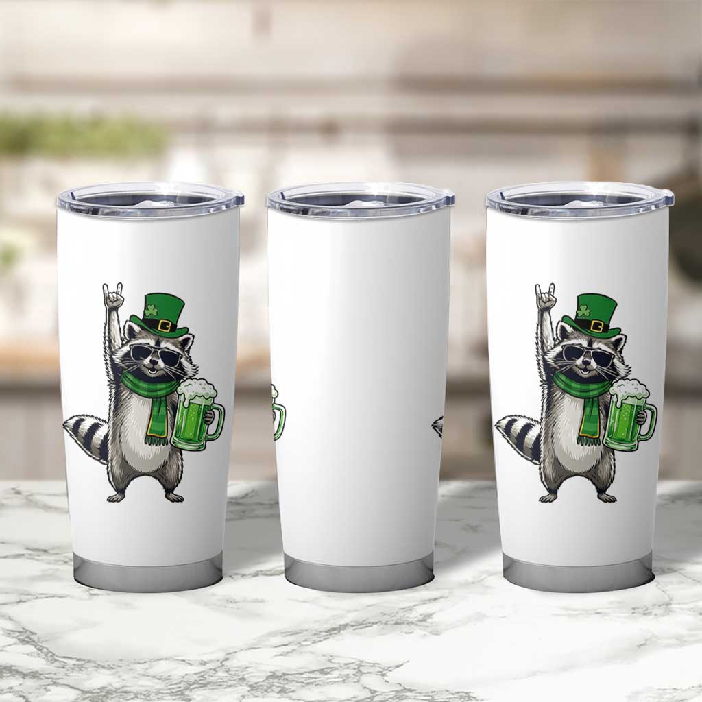 Funny Raccoon Rock On Tumbler Cup St Patricks Day Gift