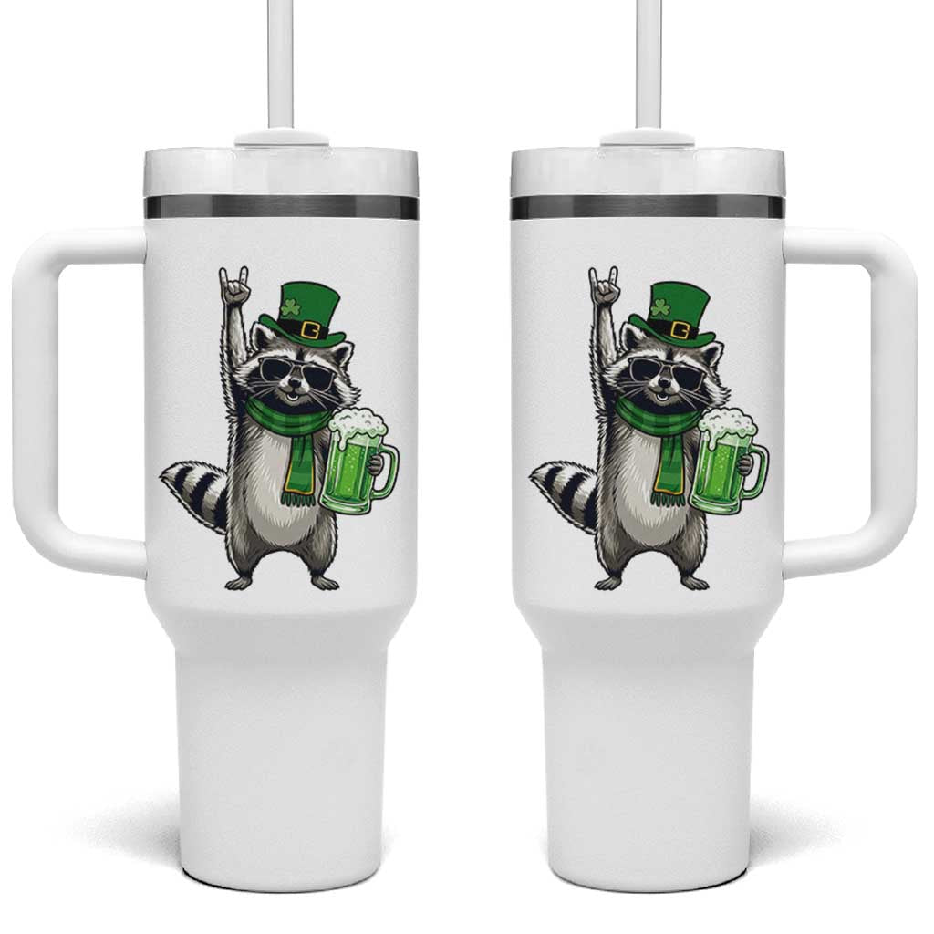 Funny Raccoon Rock On Tumbler With Handle St Patricks Day Gift