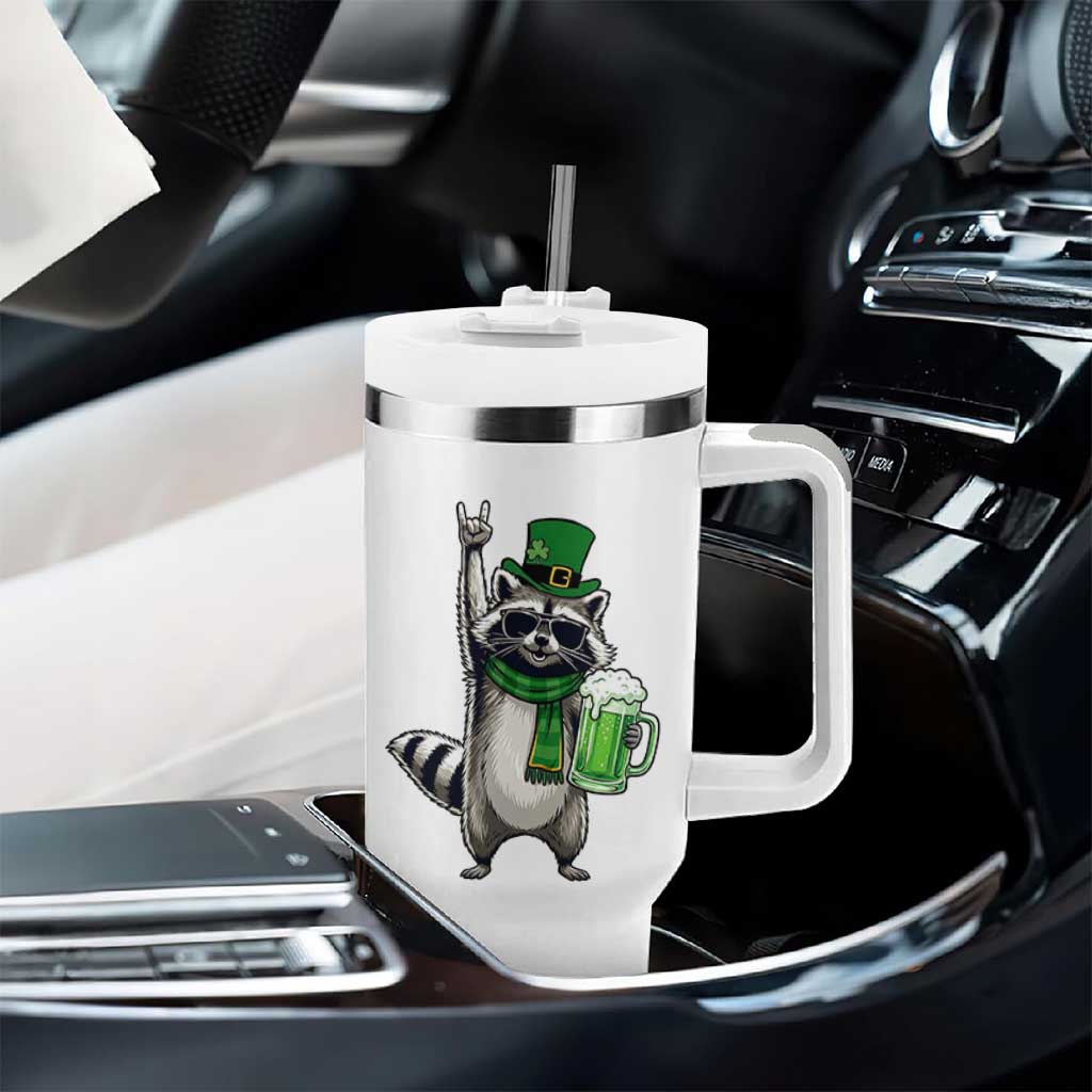 Funny Raccoon Rock On Tumbler With Handle St Patricks Day Gift