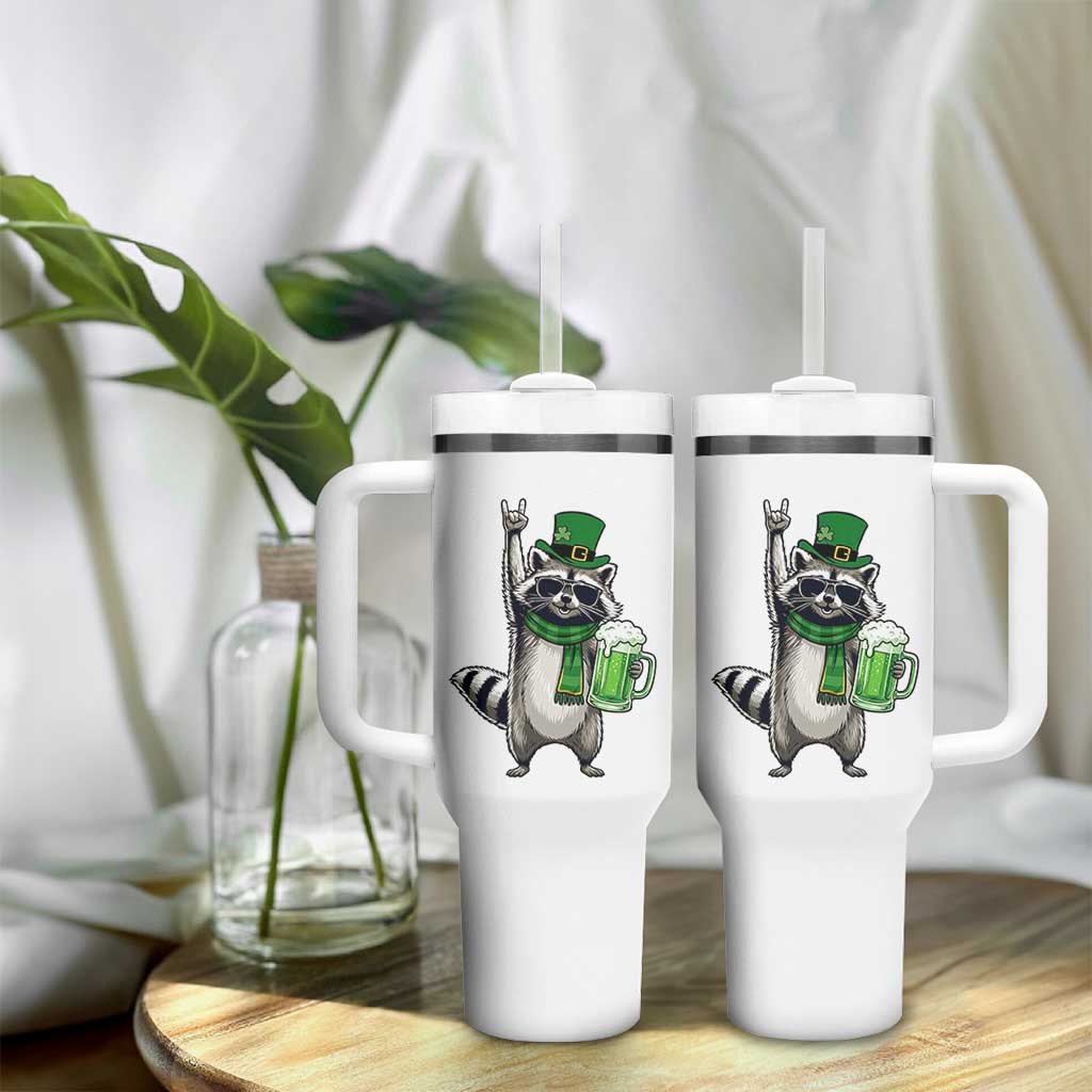 Funny Raccoon Rock On Tumbler With Handle St Patricks Day Gift