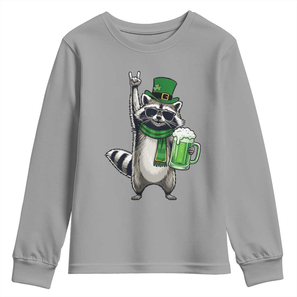 Funny Raccoon Rock On Youth Sweatshirt St Patricks Day Gift