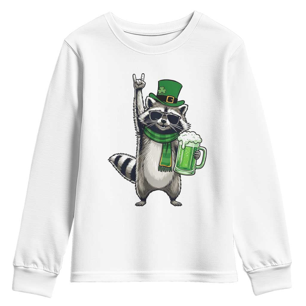 Funny Raccoon Rock On Youth Sweatshirt St Patricks Day Gift