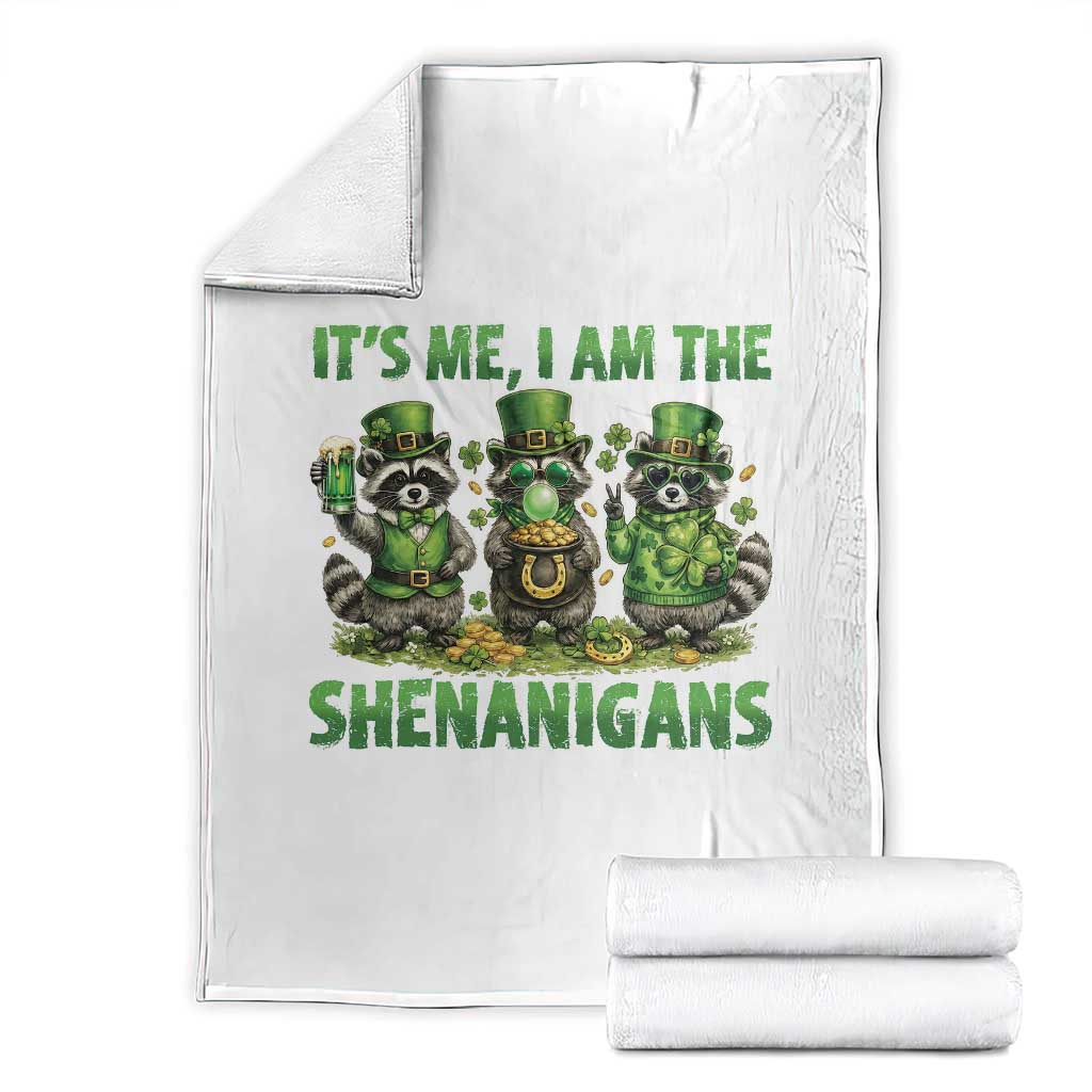 I Am The Shenanigans Throw Blanket Funny Irish Raccoon St Patricks Day