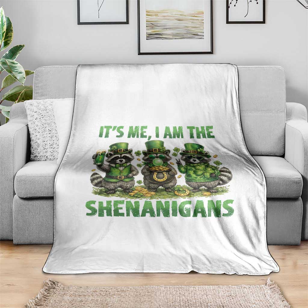 I Am The Shenanigans Throw Blanket Funny Irish Raccoon St Patricks Day