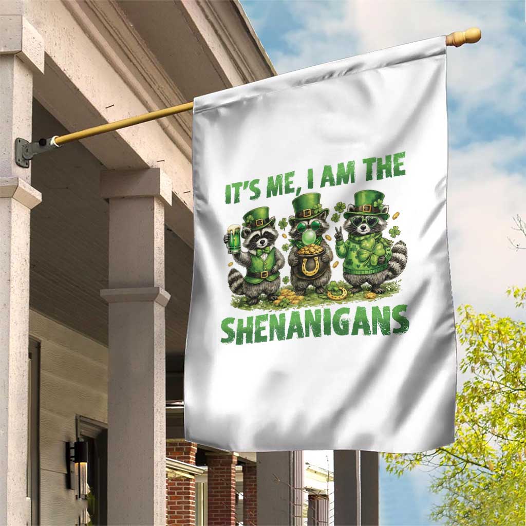 I Am The Shenanigans Garden Flag Funny Irish Raccoon St Patricks Day