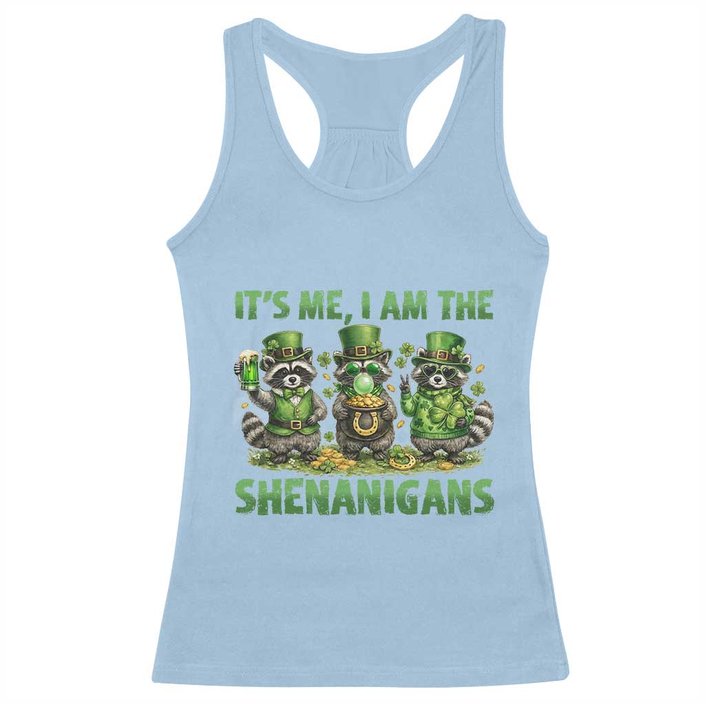 I Am The Shenanigans Racerback Tank Top Funny Irish Raccoon St Patricks Day