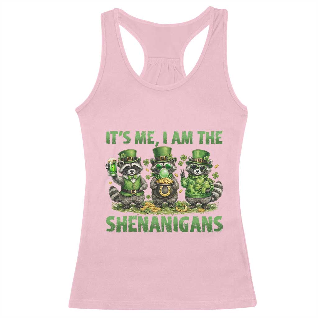 I Am The Shenanigans Racerback Tank Top Funny Irish Raccoon St Patricks Day