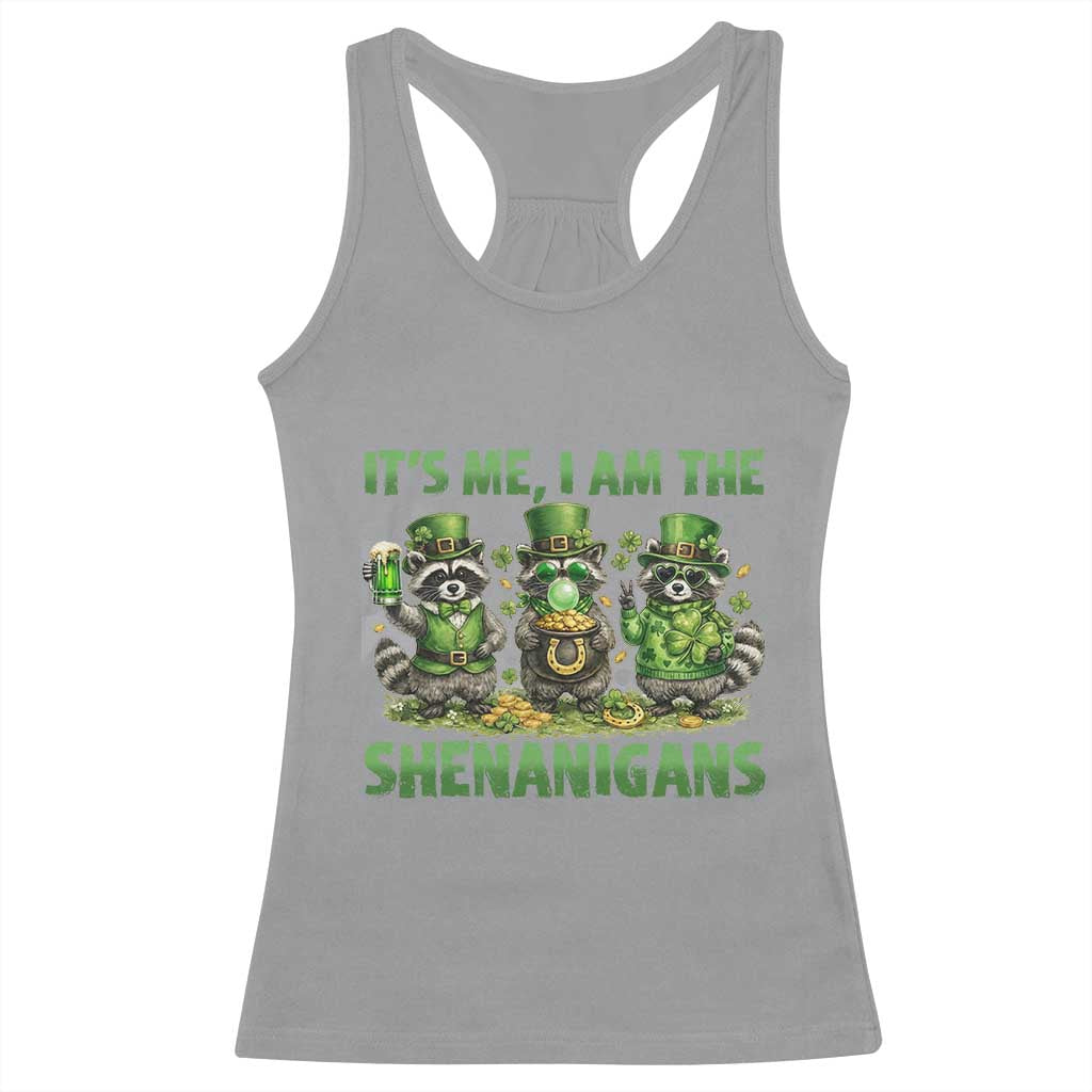 I Am The Shenanigans Racerback Tank Top Funny Irish Raccoon St Patricks Day