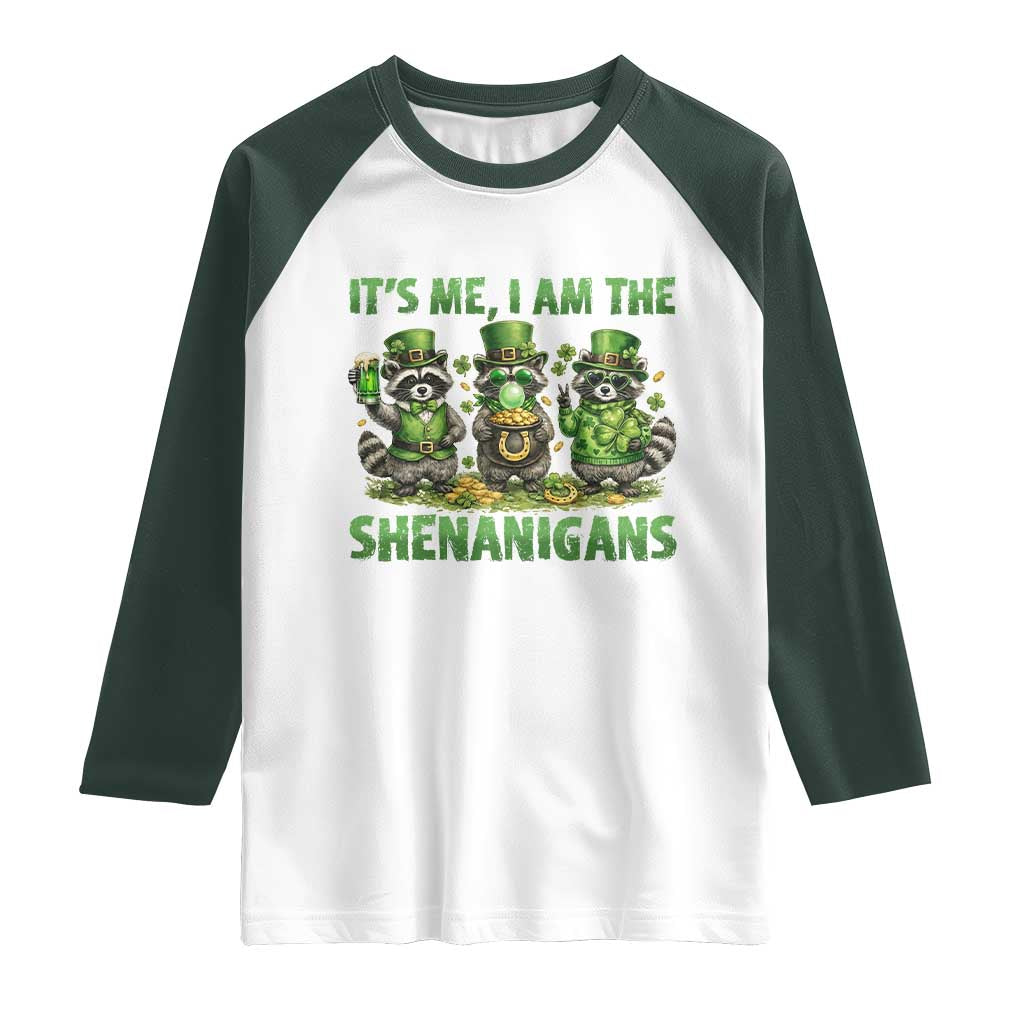 I Am The Shenanigans Raglan Shirt Funny Irish Raccoon St Patricks Day