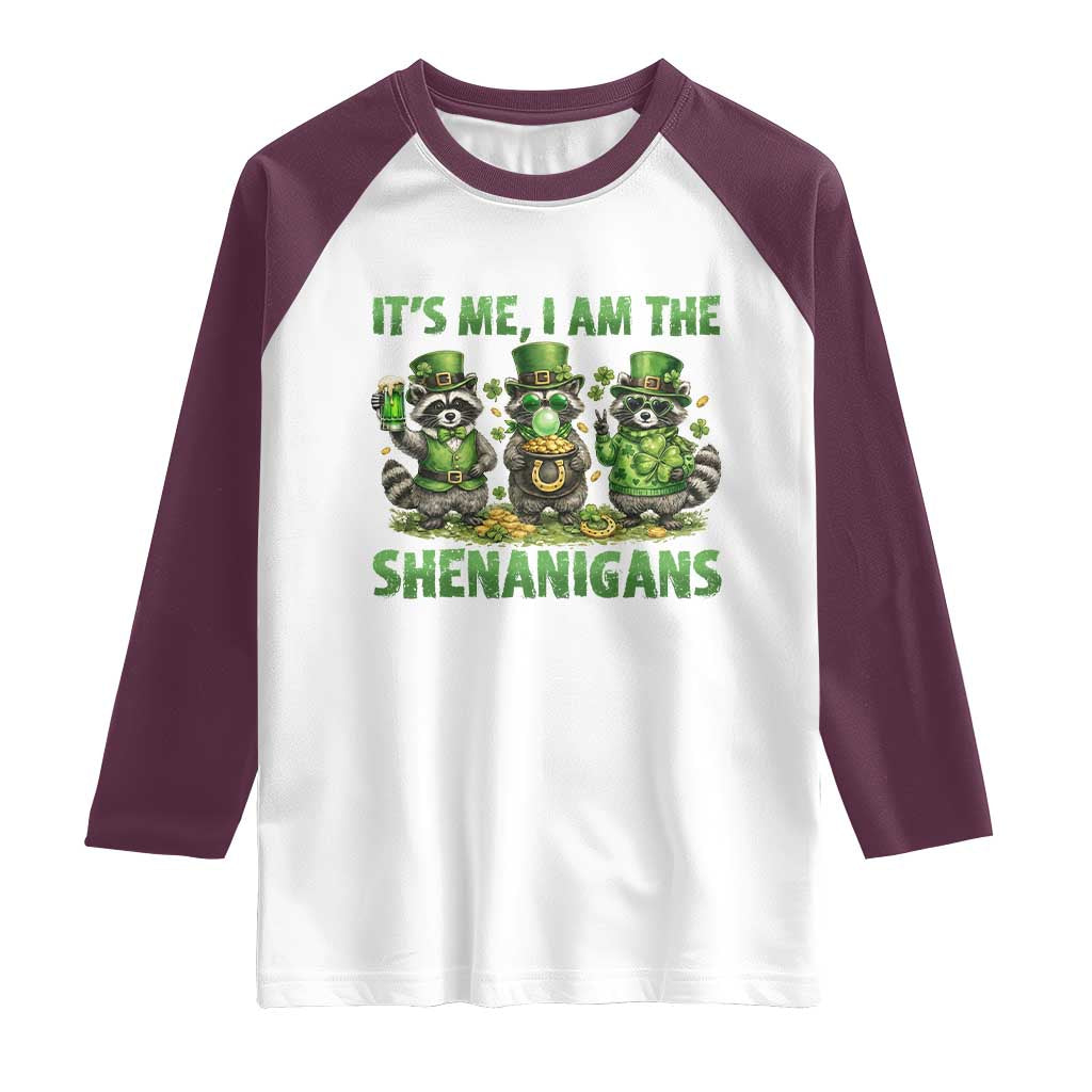 I Am The Shenanigans Raglan Shirt Funny Irish Raccoon St Patricks Day
