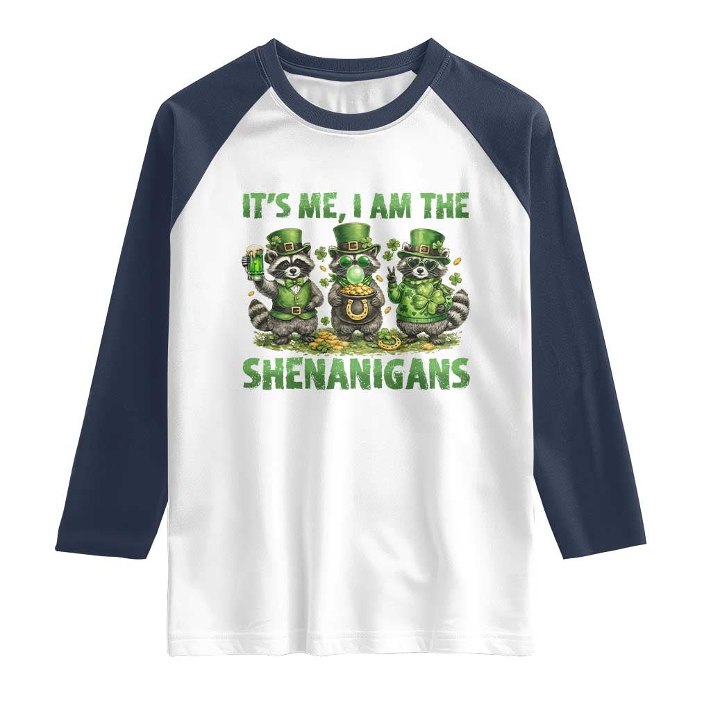 I Am The Shenanigans Raglan Shirt Funny Irish Raccoon St Patricks Day