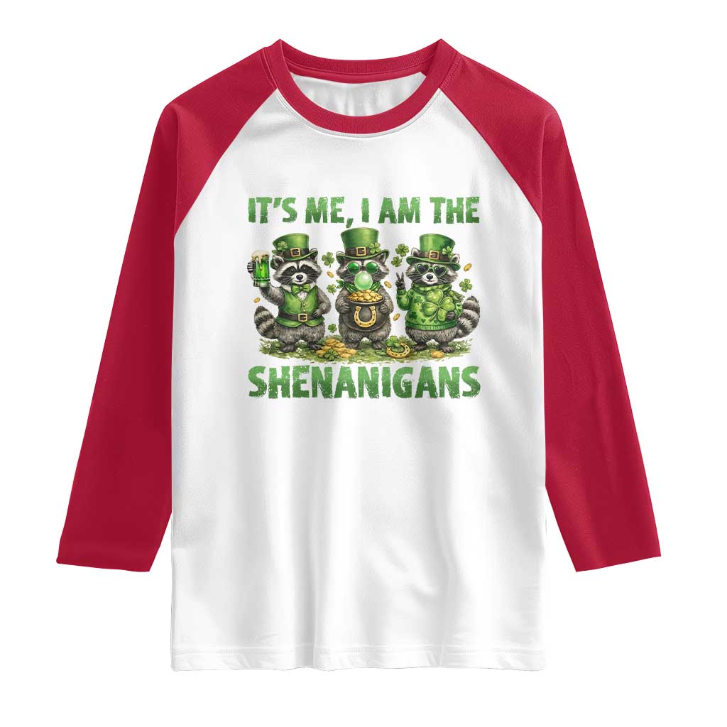 I Am The Shenanigans Raglan Shirt Funny Irish Raccoon St Patricks Day