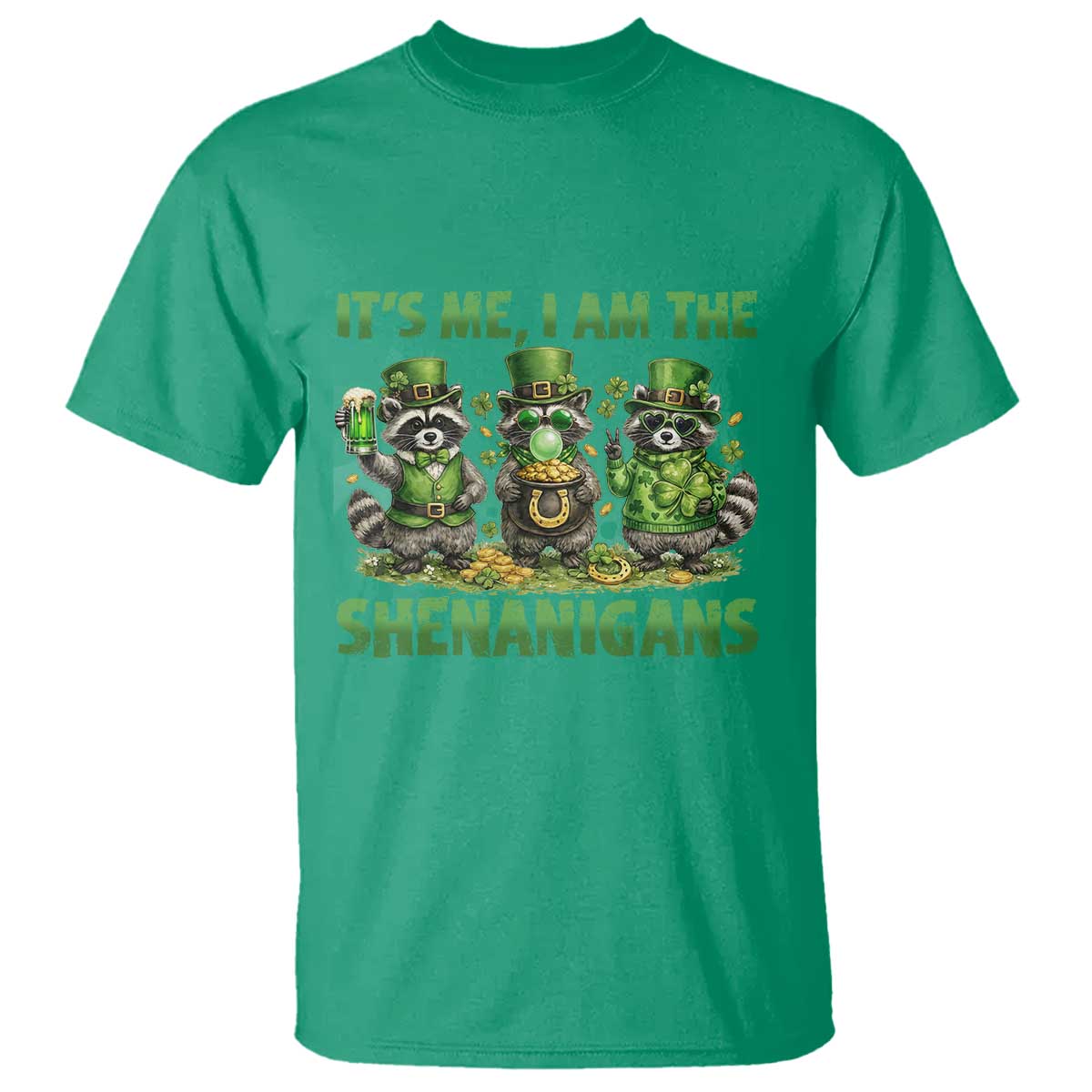 I Am The Shenanigans T Shirt Funny Irish Raccoon St Patricks Day