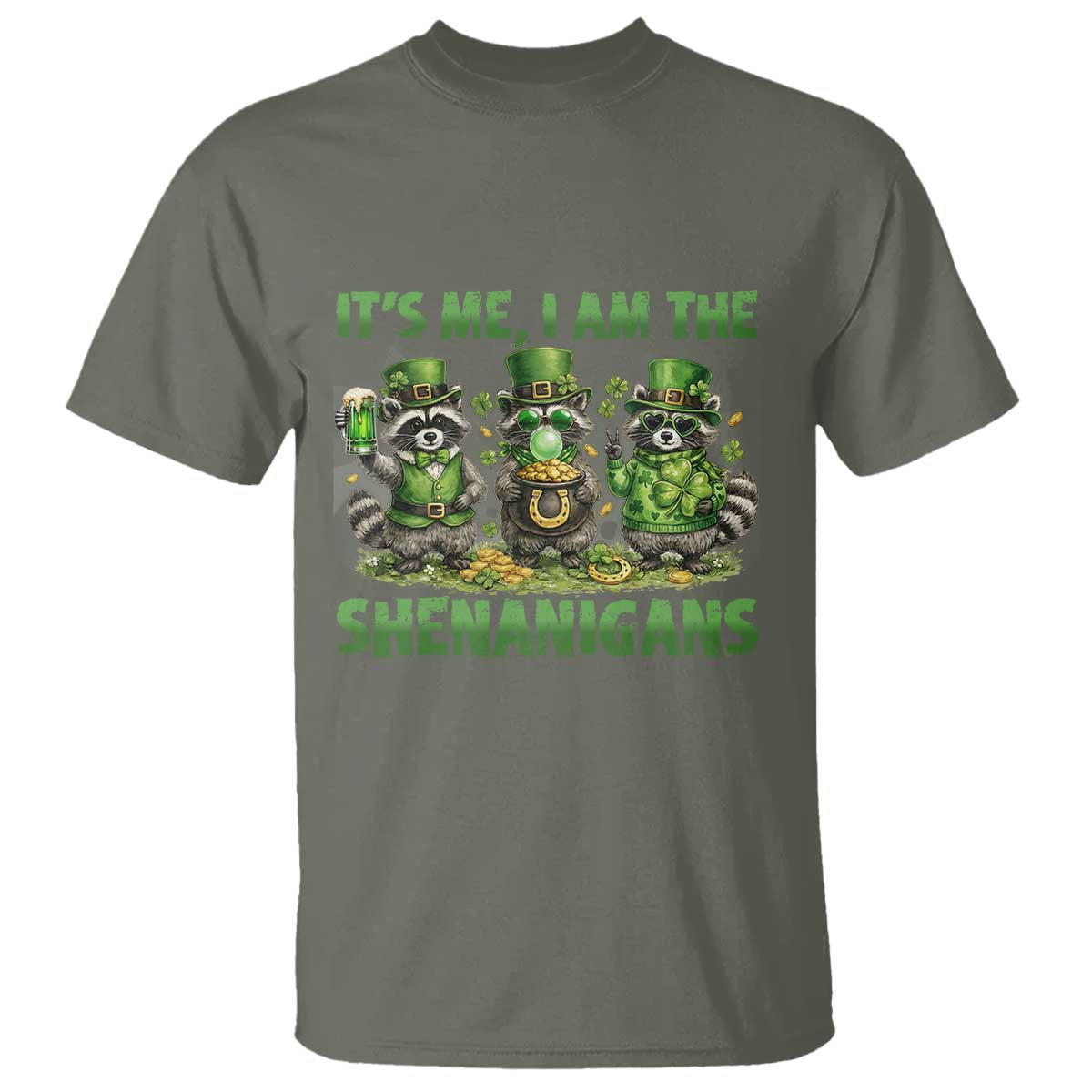 I Am The Shenanigans T Shirt Funny Irish Raccoon St Patricks Day