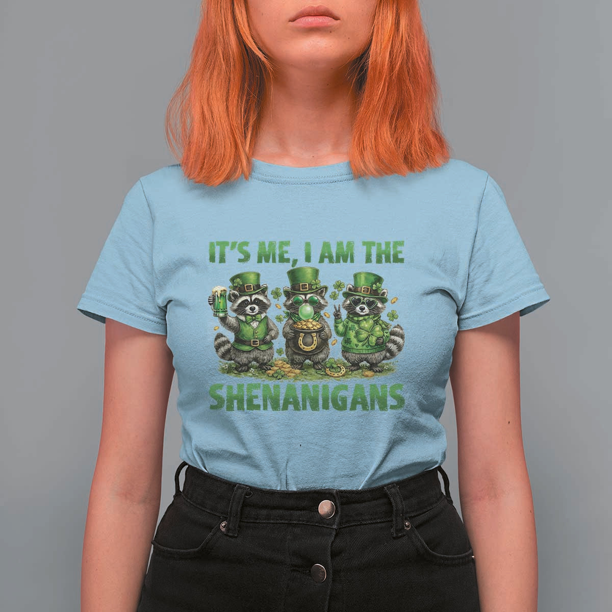 I Am The Shenanigans T Shirt For Women Funny Irish Raccoon St Patricks Day