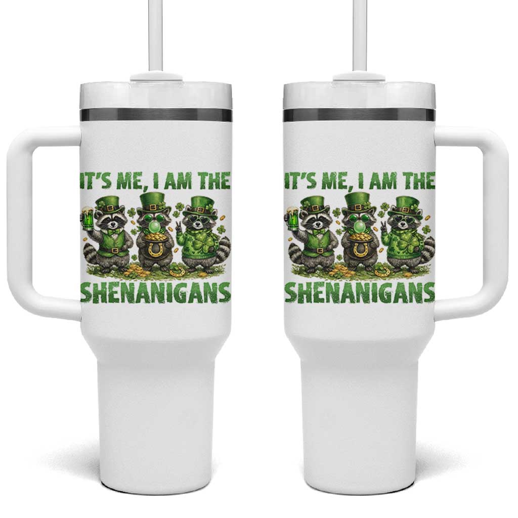 I Am The Shenanigans Tumbler With Handle Funny Irish Raccoon St Patricks Day