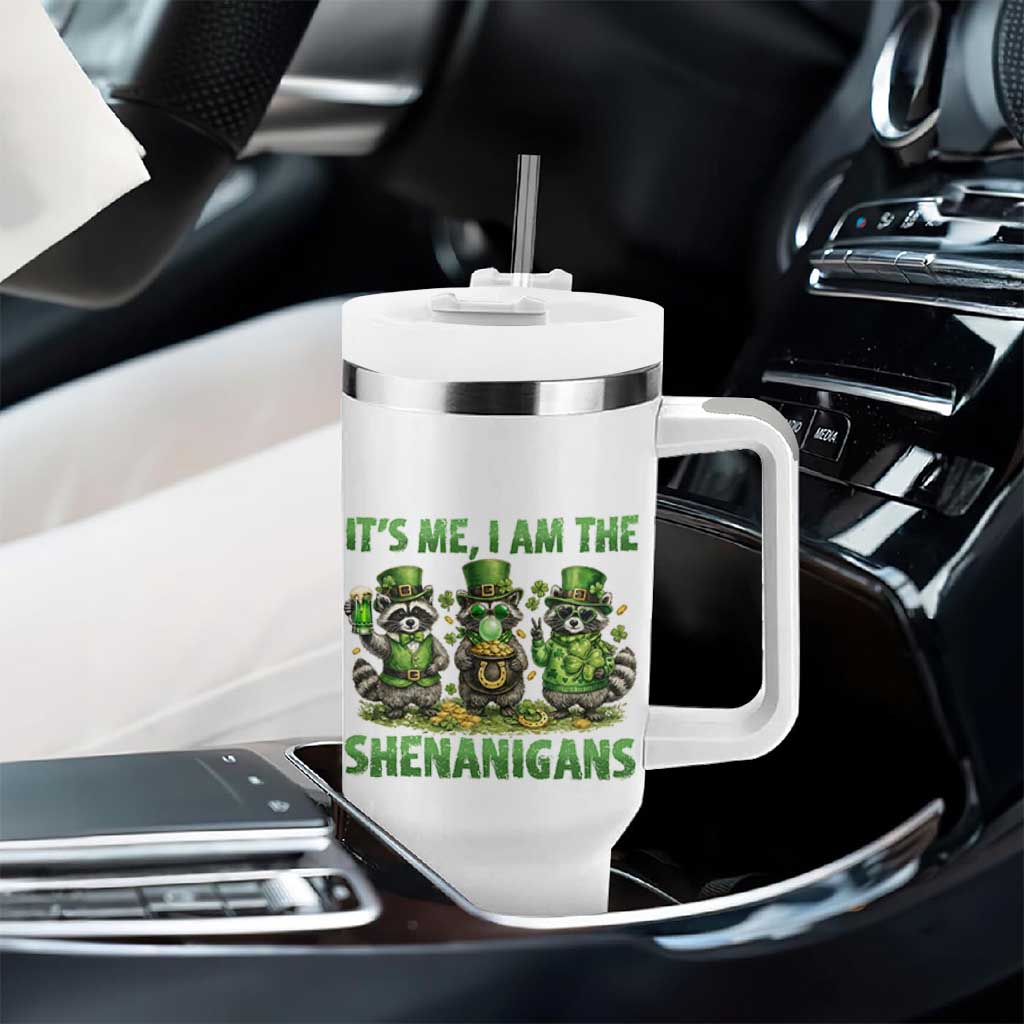 I Am The Shenanigans Tumbler With Handle Funny Irish Raccoon St Patricks Day