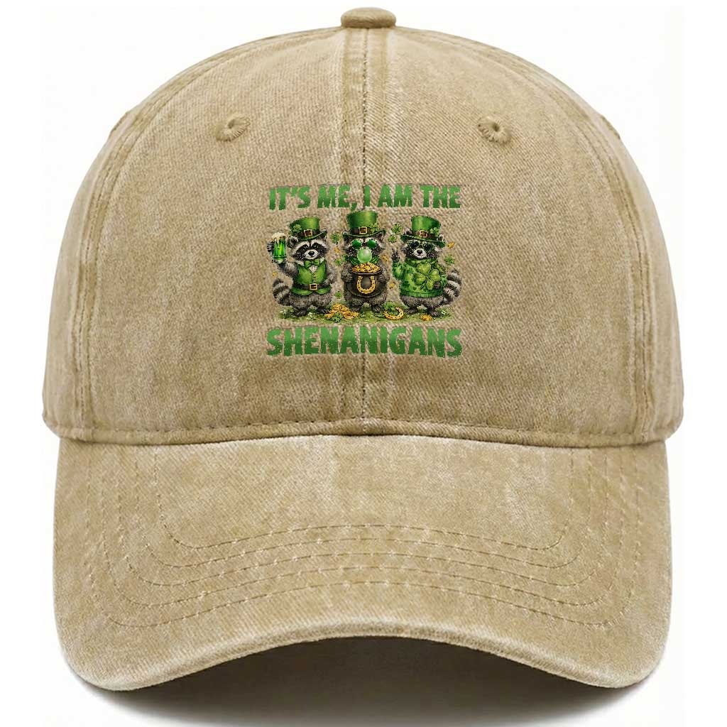 I Am The Shenanigans Washed Cotton Baseball Cap Funny Irish Raccoon St Patricks Day