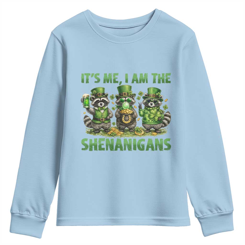 I Am The Shenanigans Youth Sweatshirt Funny Irish Raccoon St Patricks Day