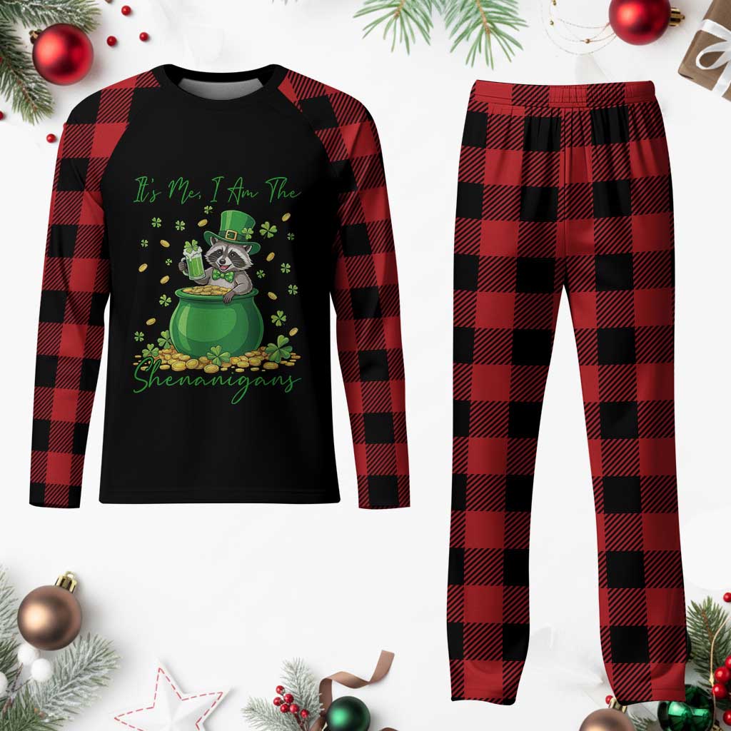 I Am The Shenanigans Plaid Pajama Set Funny Irish Raccoon