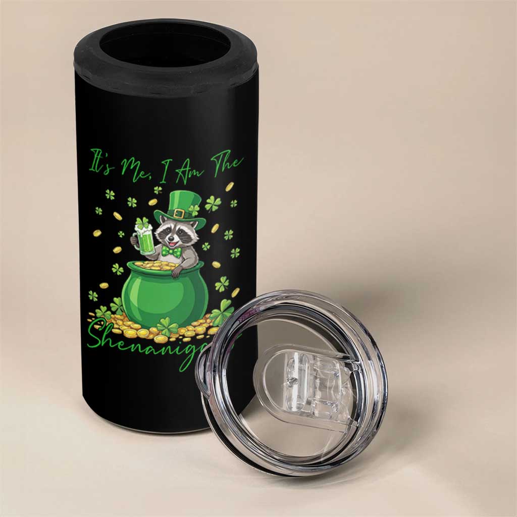 I Am The Shenanigans 4 in 1 Can Cooler Tumbler Funny Irish Raccoon