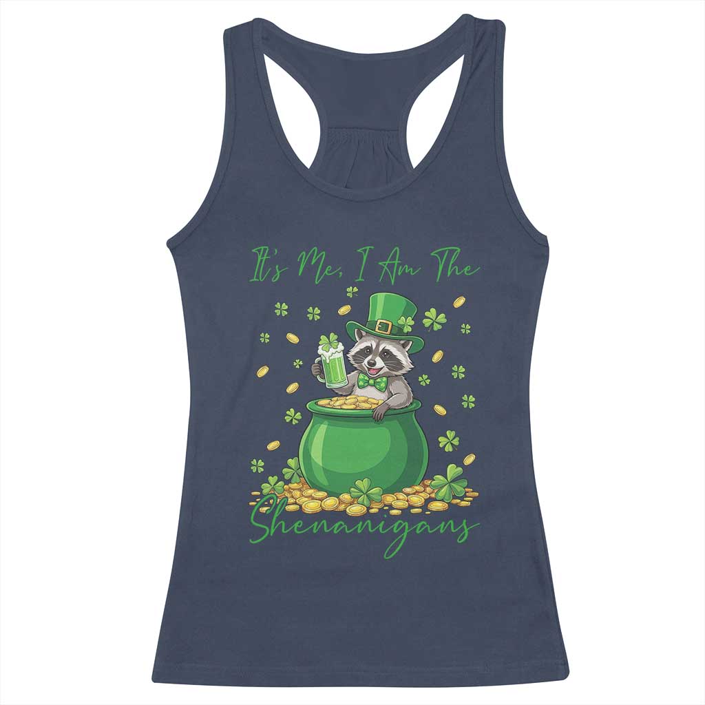 I Am The Shenanigans Racerback Tank Top Funny Irish Raccoon
