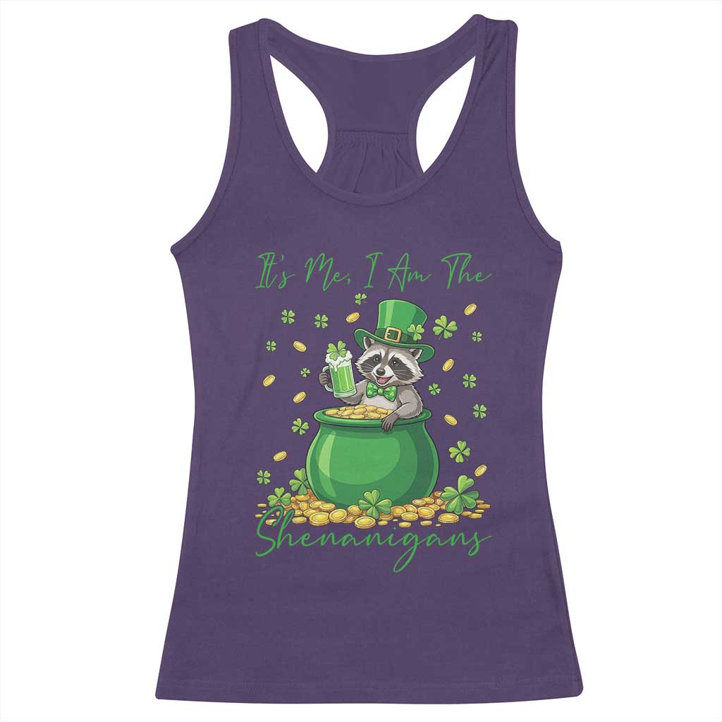 I Am The Shenanigans Racerback Tank Top Funny Irish Raccoon