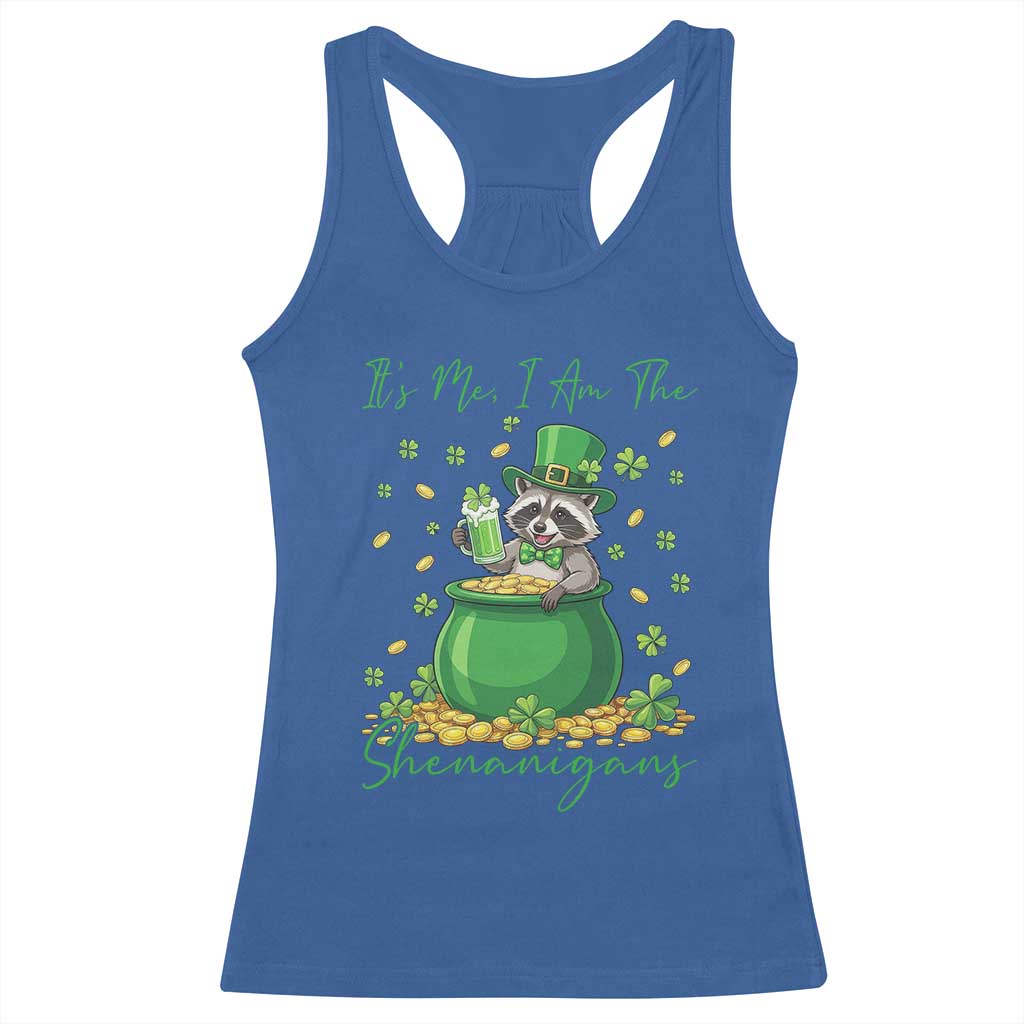 I Am The Shenanigans Racerback Tank Top Funny Irish Raccoon