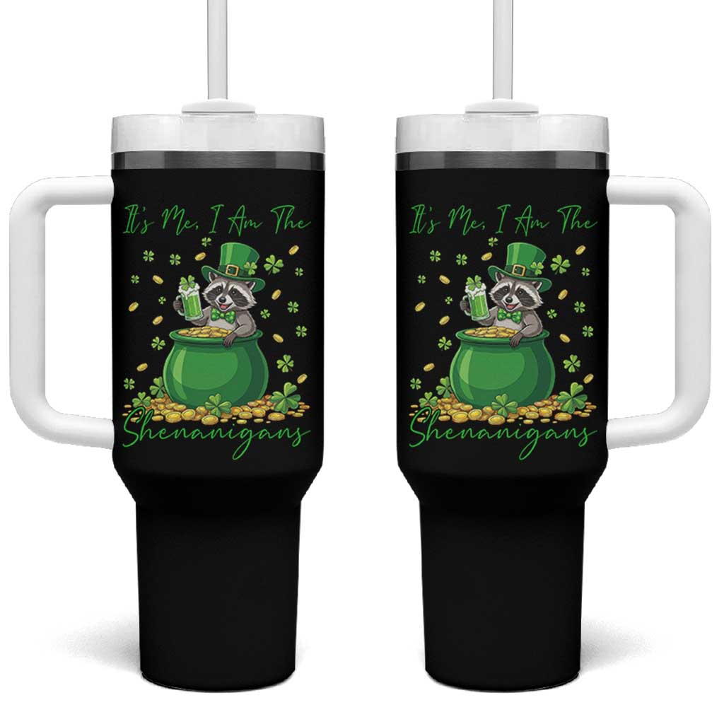 I Am The Shenanigans Tumbler With Handle Funny Irish Raccoon