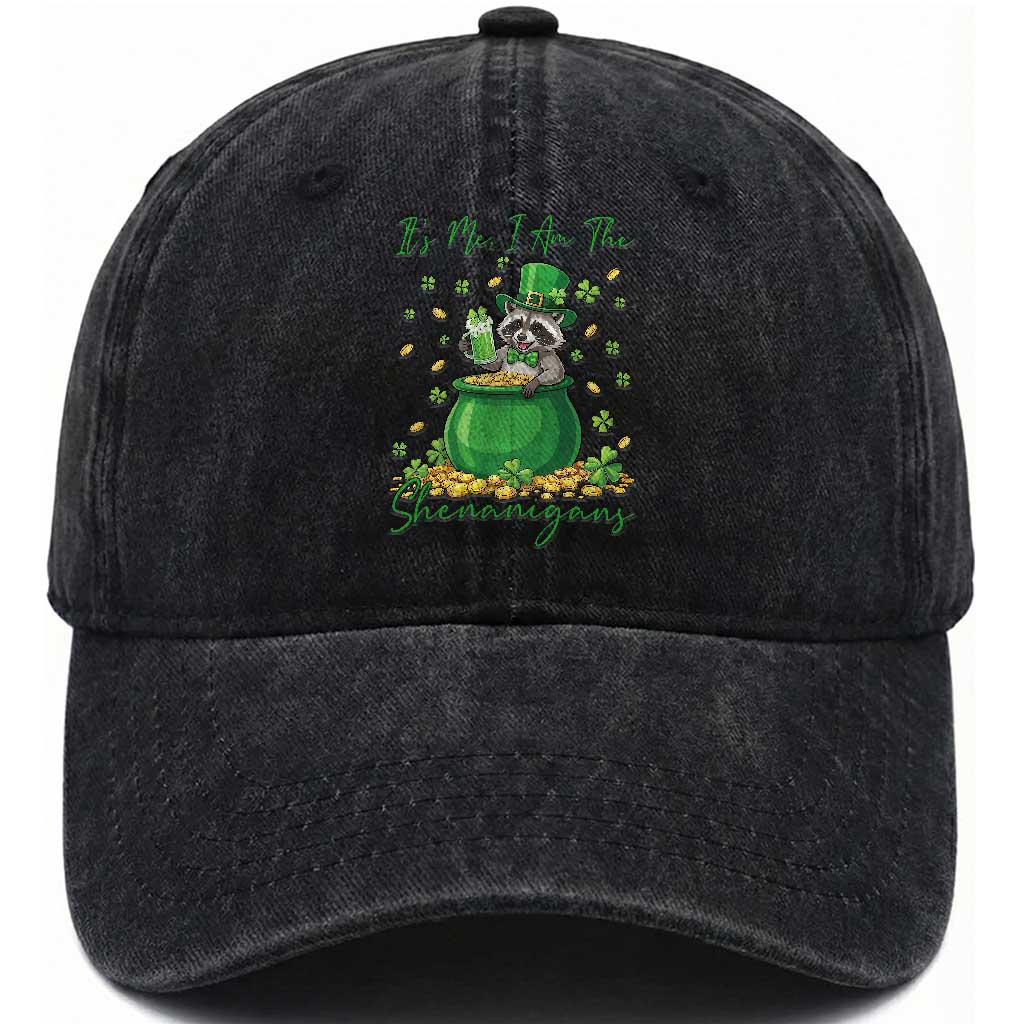 I Am The Shenanigans Washed Cotton Baseball Cap Funny Irish Raccoon