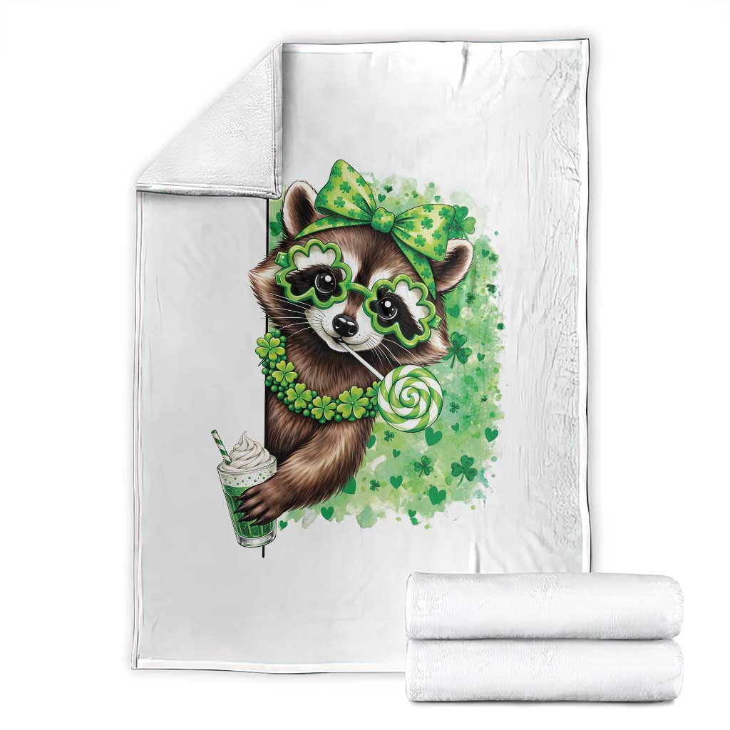 Funny Raccoon St Patricks Day Throw Blanket Irish Party Animal Gift