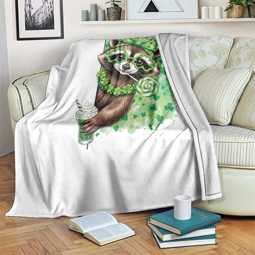 Funny Raccoon St Patricks Day Throw Blanket Irish Party Animal Gift