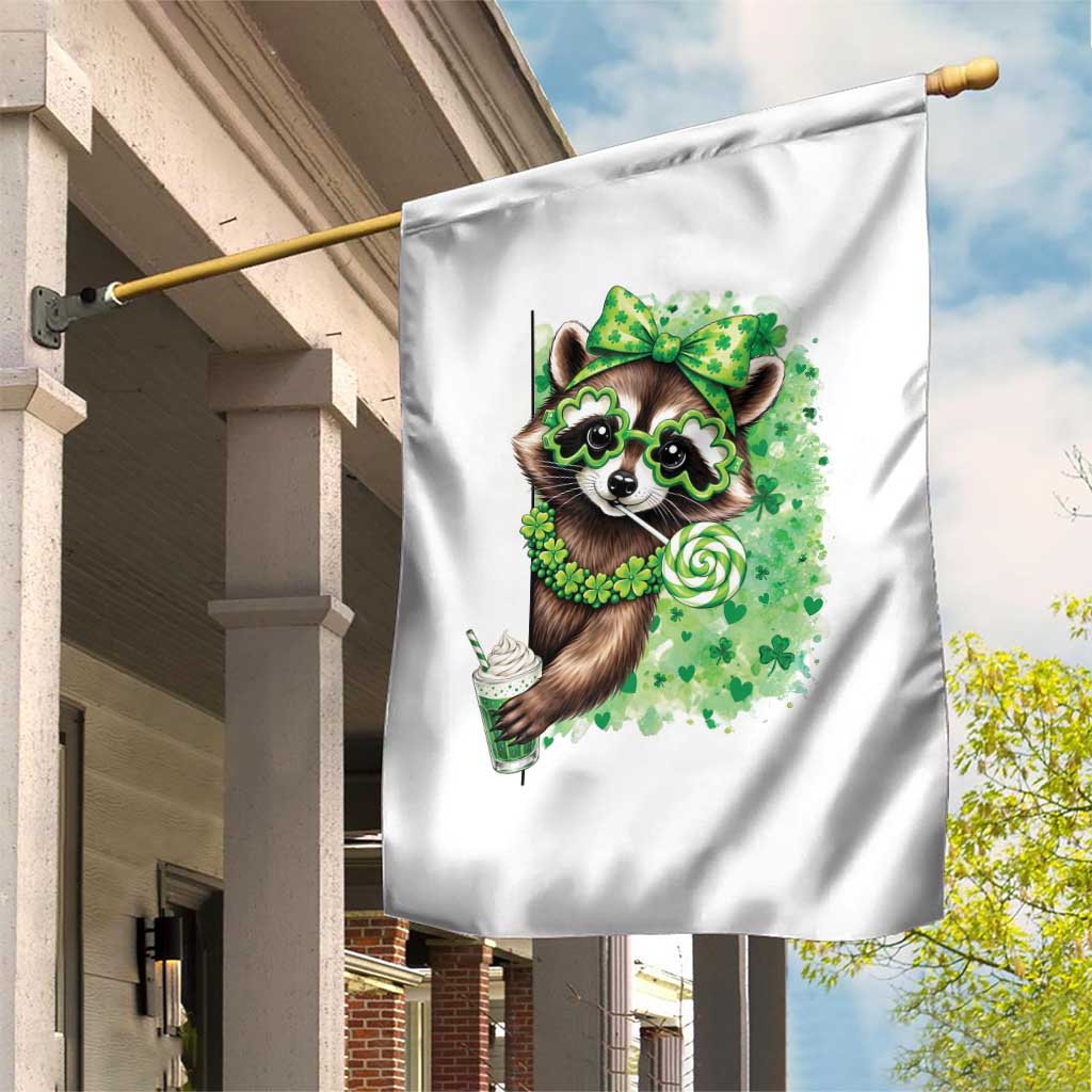 Funny Raccoon St Patricks Day Garden Flag Irish Party Animal Gift