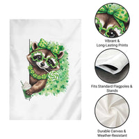 Funny Raccoon St Patricks Day Garden Flag Irish Party Animal Gift
