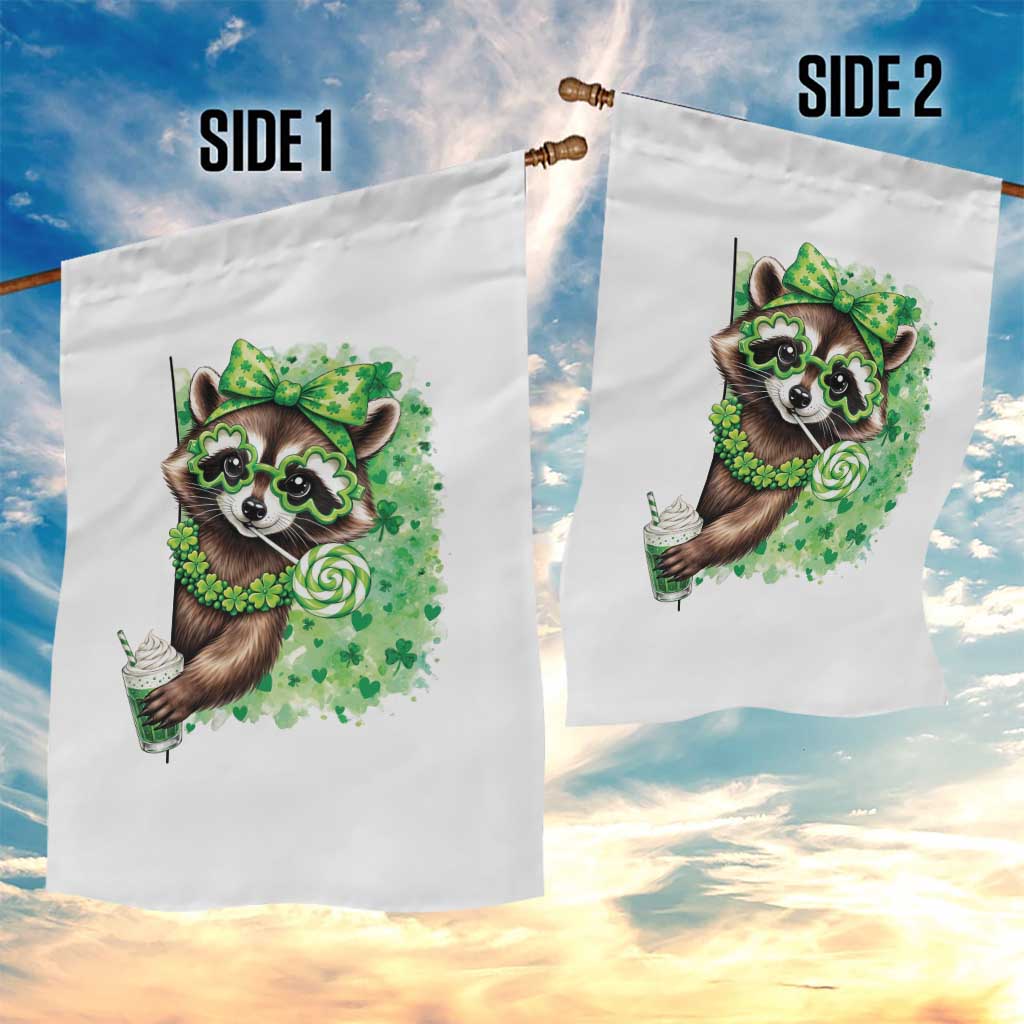 Funny Raccoon St Patricks Day Garden Flag Irish Party Animal Gift