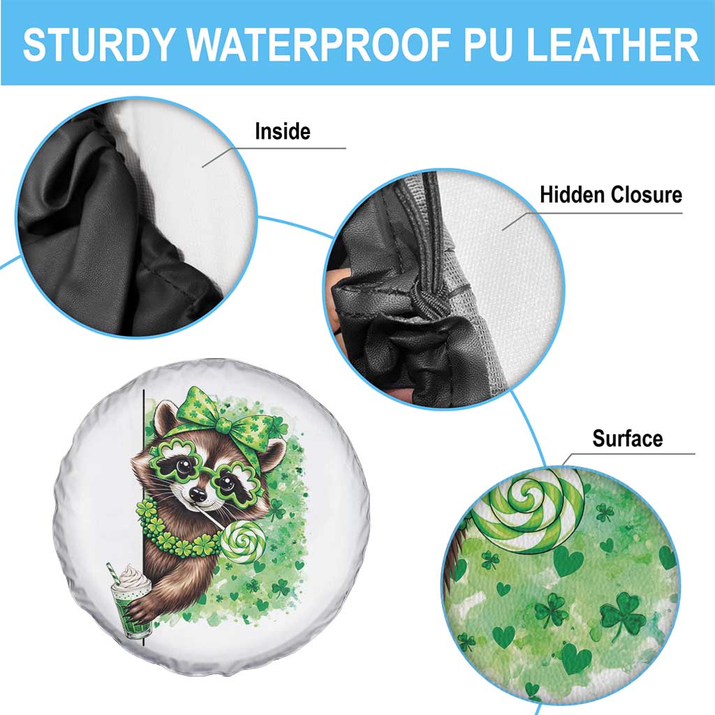 Funny Raccoon St Patricks Day Spare Tire Cover Irish Party Animal Gift