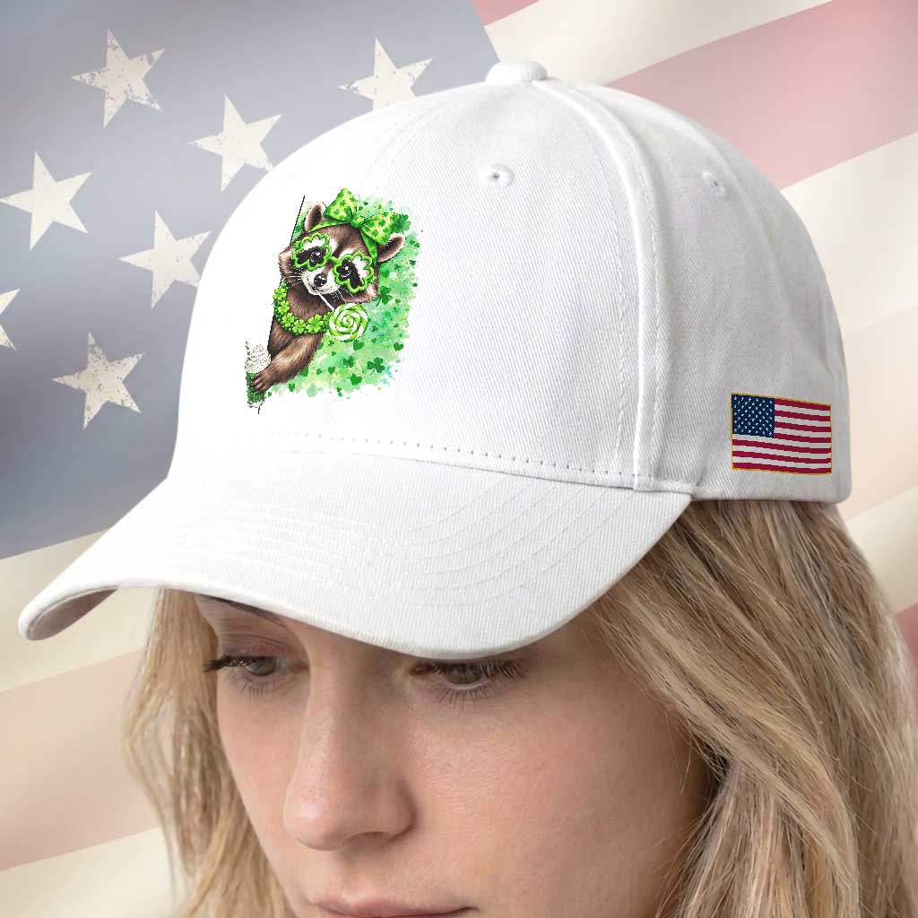 Funny Raccoon St Patricks Day Baseball Cap Irish Party Animal Gift