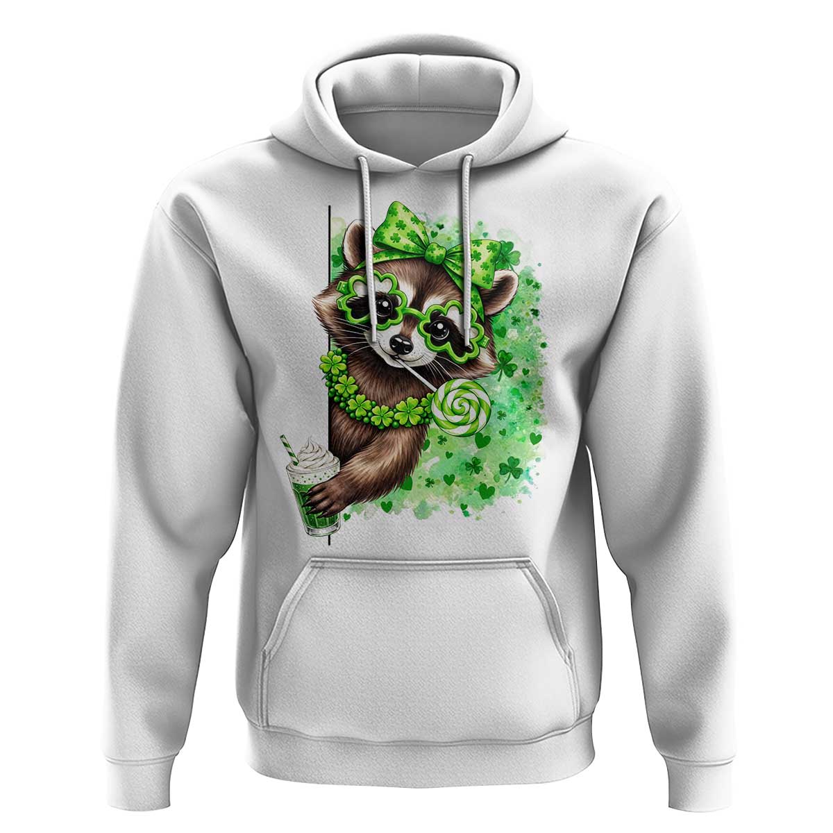 Funny Raccoon St Patricks Day Hoodie Irish Party Animal Gift