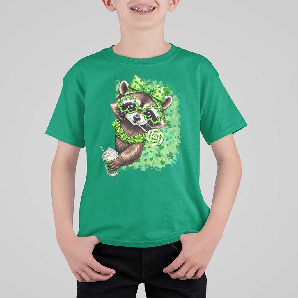 Funny Raccoon St Patricks Day T Shirt For Kid Irish Party Animal Gift