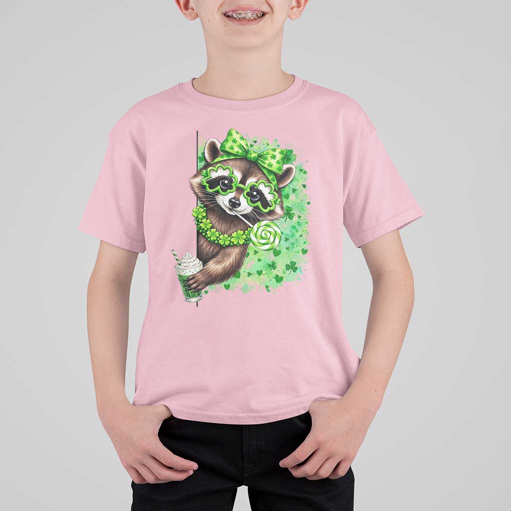 Funny Raccoon St Patricks Day T Shirt For Kid Irish Party Animal Gift