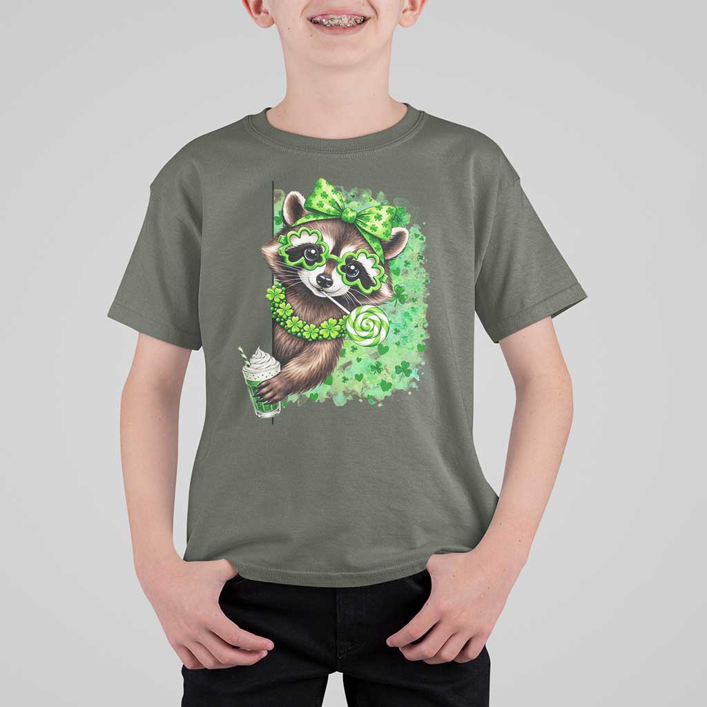 Funny Raccoon St Patricks Day T Shirt For Kid Irish Party Animal Gift