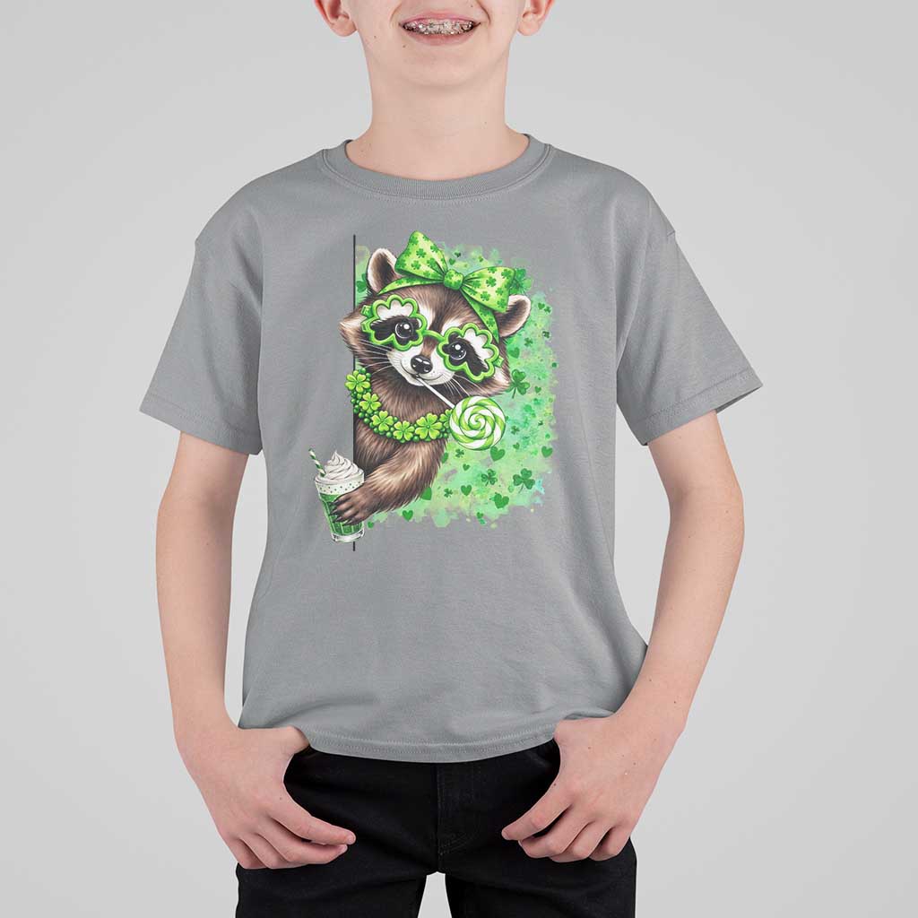 Funny Raccoon St Patricks Day T Shirt For Kid Irish Party Animal Gift