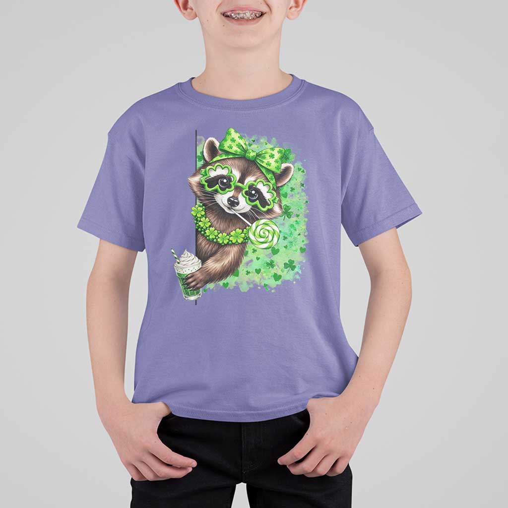 Funny Raccoon St Patricks Day T Shirt For Kid Irish Party Animal Gift