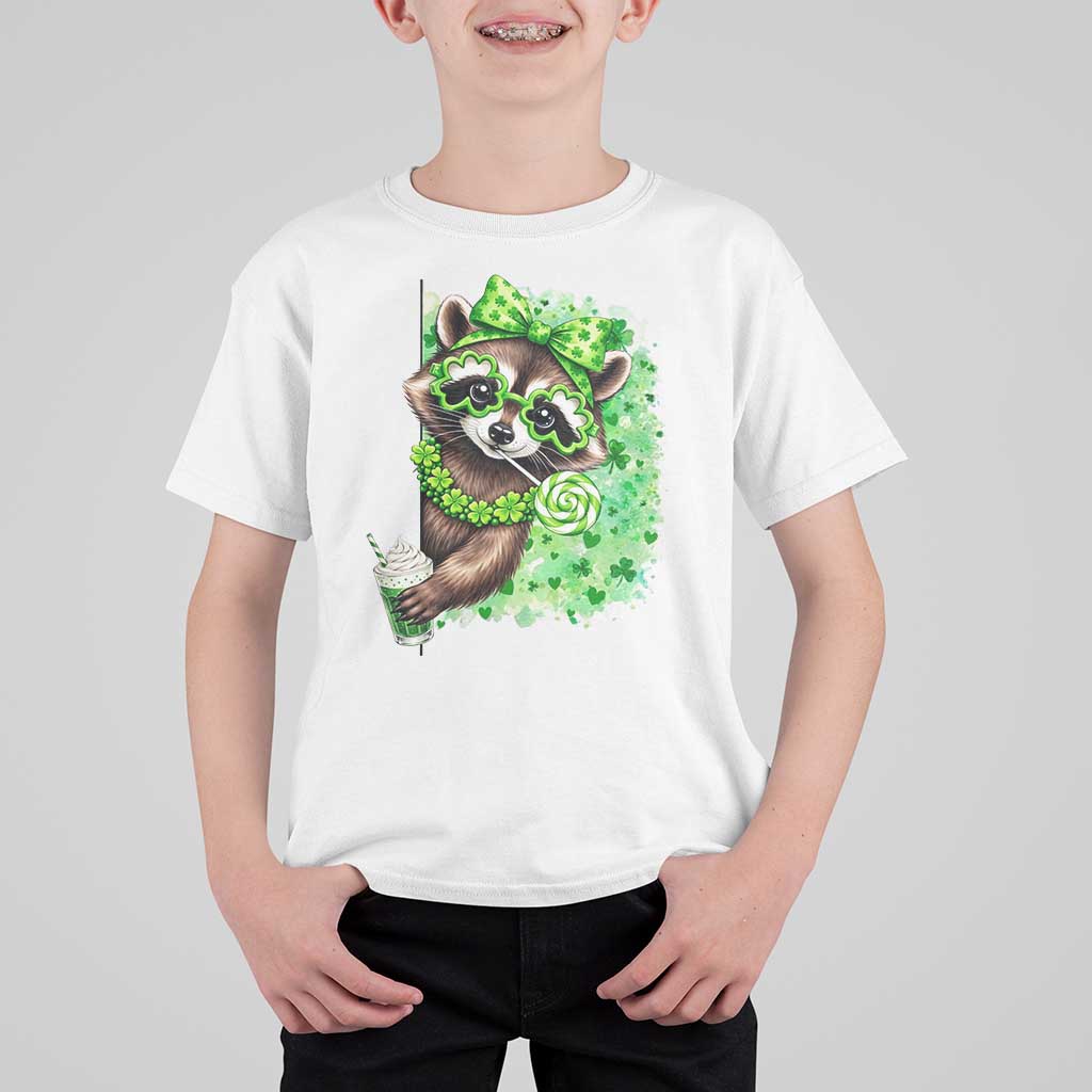 Funny Raccoon St Patricks Day T Shirt For Kid Irish Party Animal Gift