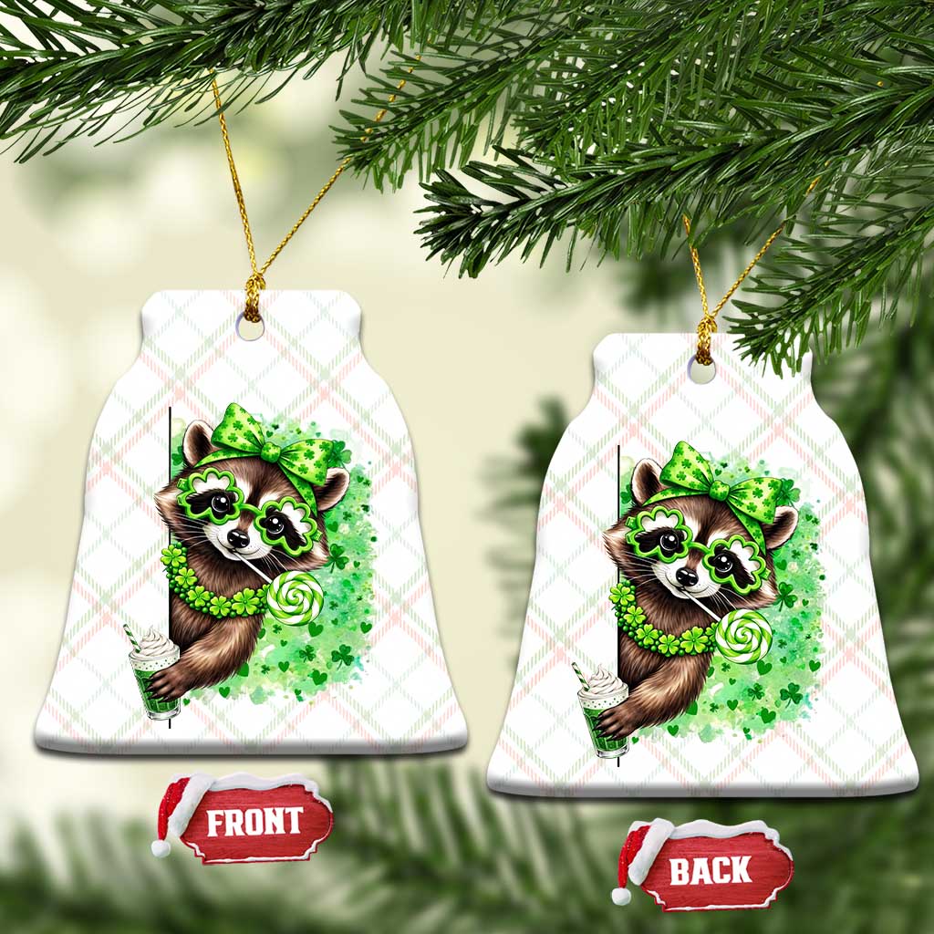 Funny Raccoon St Patricks Day Ceramic Ornament Irish Party Animal Gift