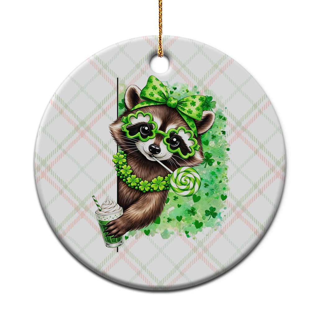 Funny Raccoon St Patricks Day Ceramic Ornament Irish Party Animal Gift